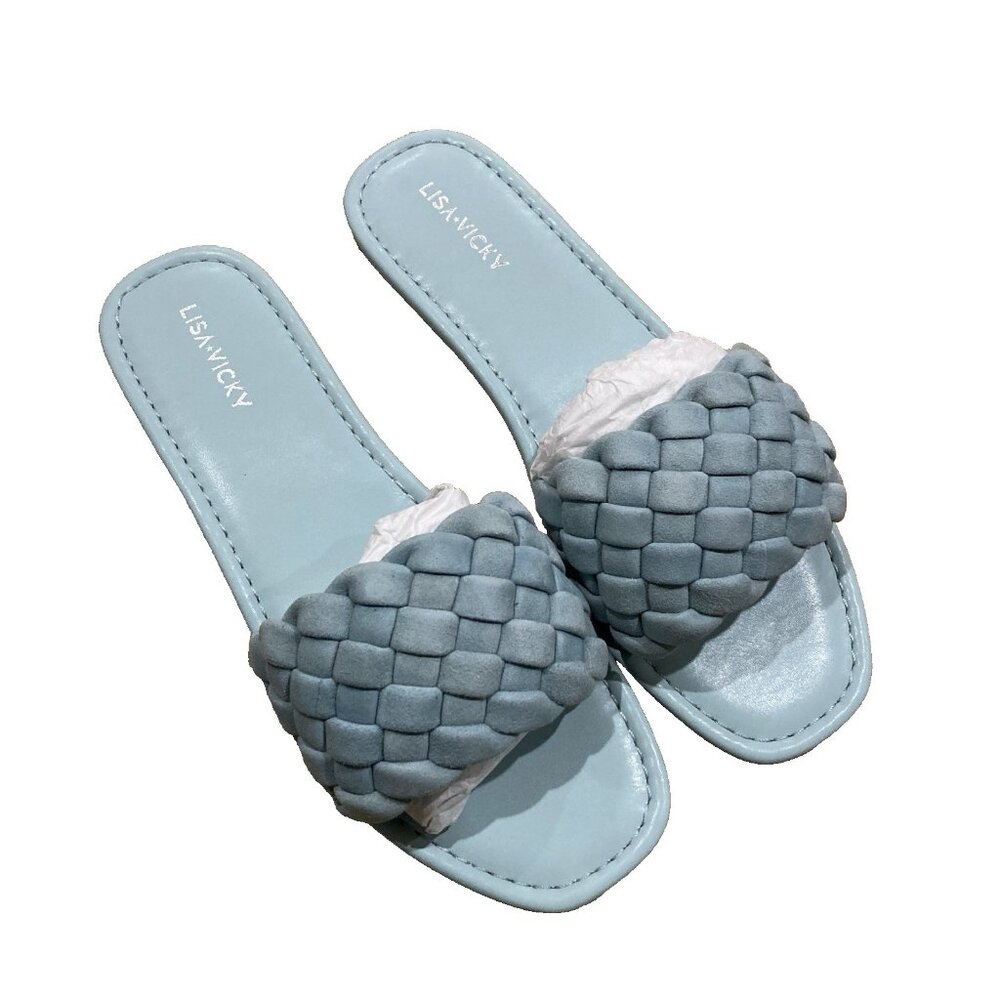 Lisa Vicky Sandals Size 9 Mission V New Blue Kid Suede New With Box
